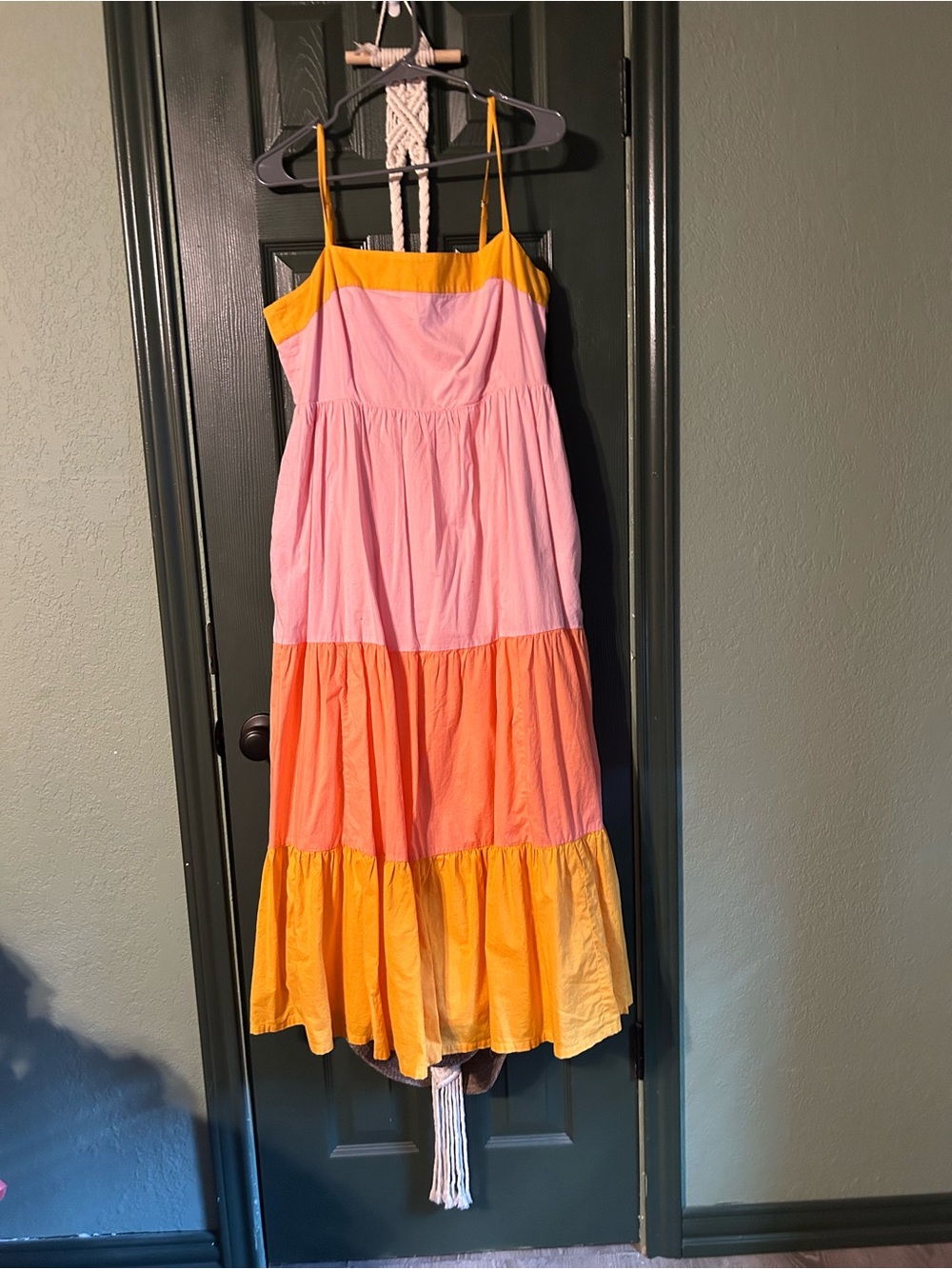 J. Crew Pink, Orange & Yellow Tiered Sundress